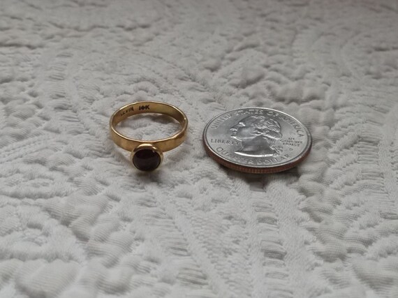 Modernist ED LEVIN 14k Gold and Garnet Ring Size … - image 5
