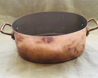 Vintage Gently Used Mauviel 1830 M'Heritage Oval Copper and Stainless Steel Cocotte Ovale Stew Pan