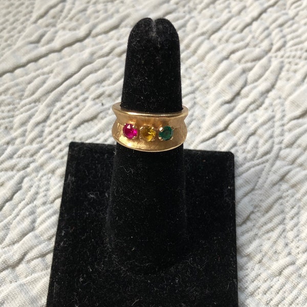 3 Stone Mothers Ring Etsy