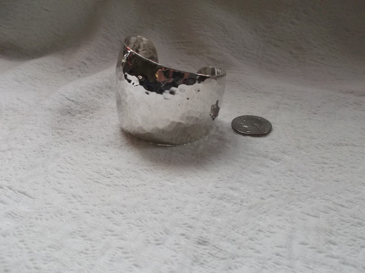 Artisan Made Hand Hammered Sterling Silver Uneven Statement Cuff Bracelet