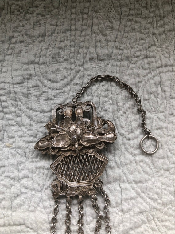 Antique Chinese Qing Dynasty Silver Opium Chatell… - image 3