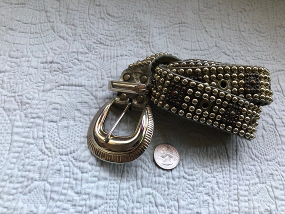 Vintage Sand Castle Bronze Leather Studded With Brass and