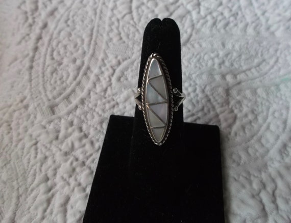 Vintage Navajo Sterling Silver and Inlaid Mother … - image 1