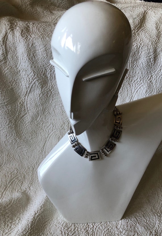 Striking Mid Century Mexican Sterling Silver Greek