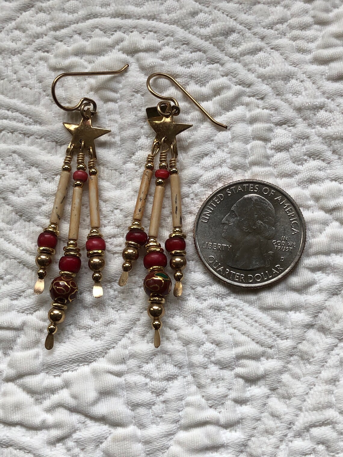 Pair of Lovely Vintage Gold Filled Tabra Star Dangle Earrings Etsy