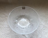 Superb Vintage Lalique France Pinsons Finches Clear and Frosted Bowl Signed with Original Label