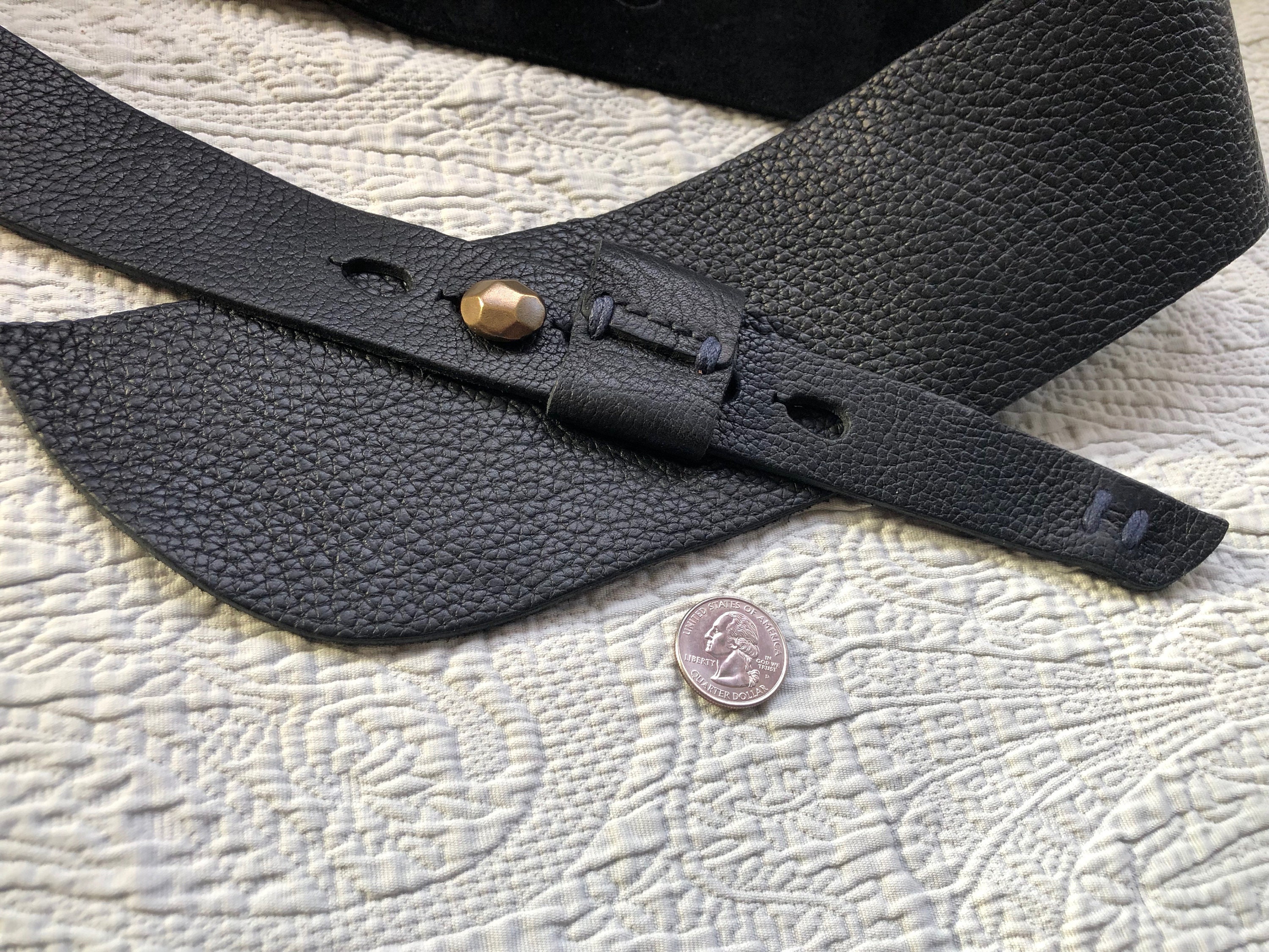 Striking 49 Square Mile Italian Black Pebbled Leather Half  display picture 2