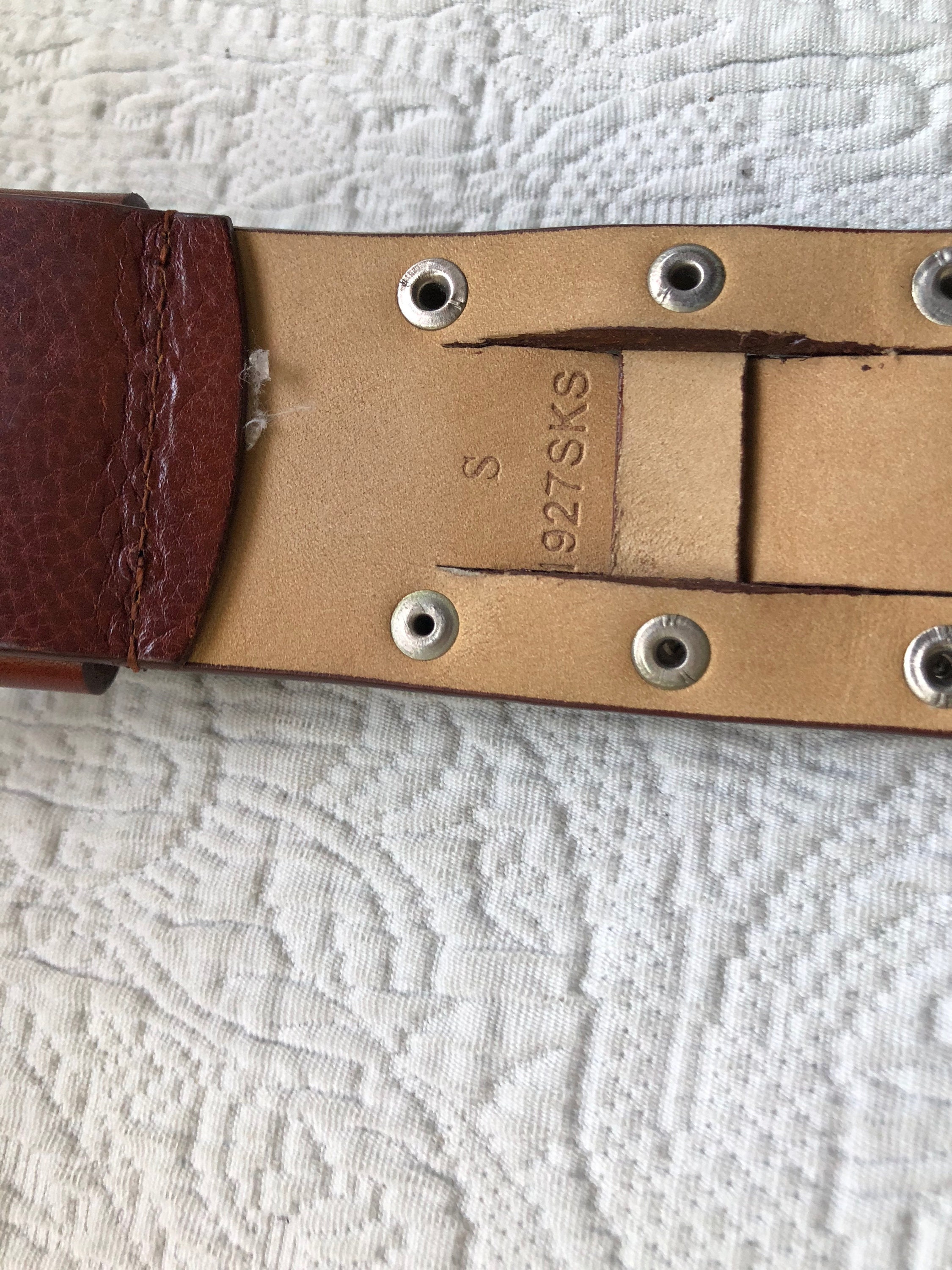 Vintage Saks Fifth Avenue Pebbled Brown Leather Belt With 