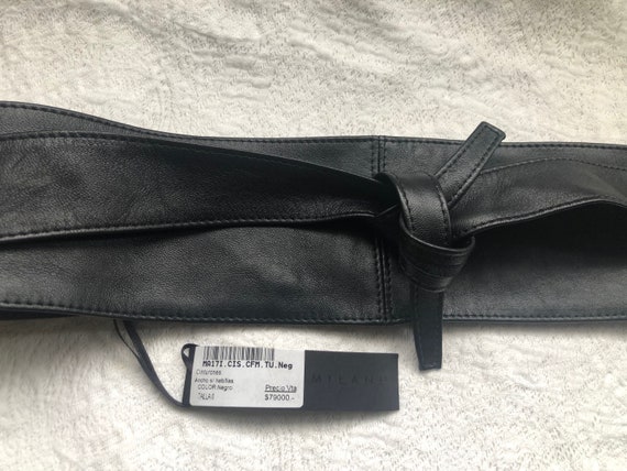 NWT Italian Maxima Supple Black Leather Obi Style… - image 2