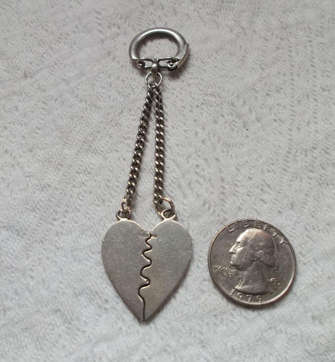 Vintage Sterling Silver Broken Heart Keyring Etsy Italia