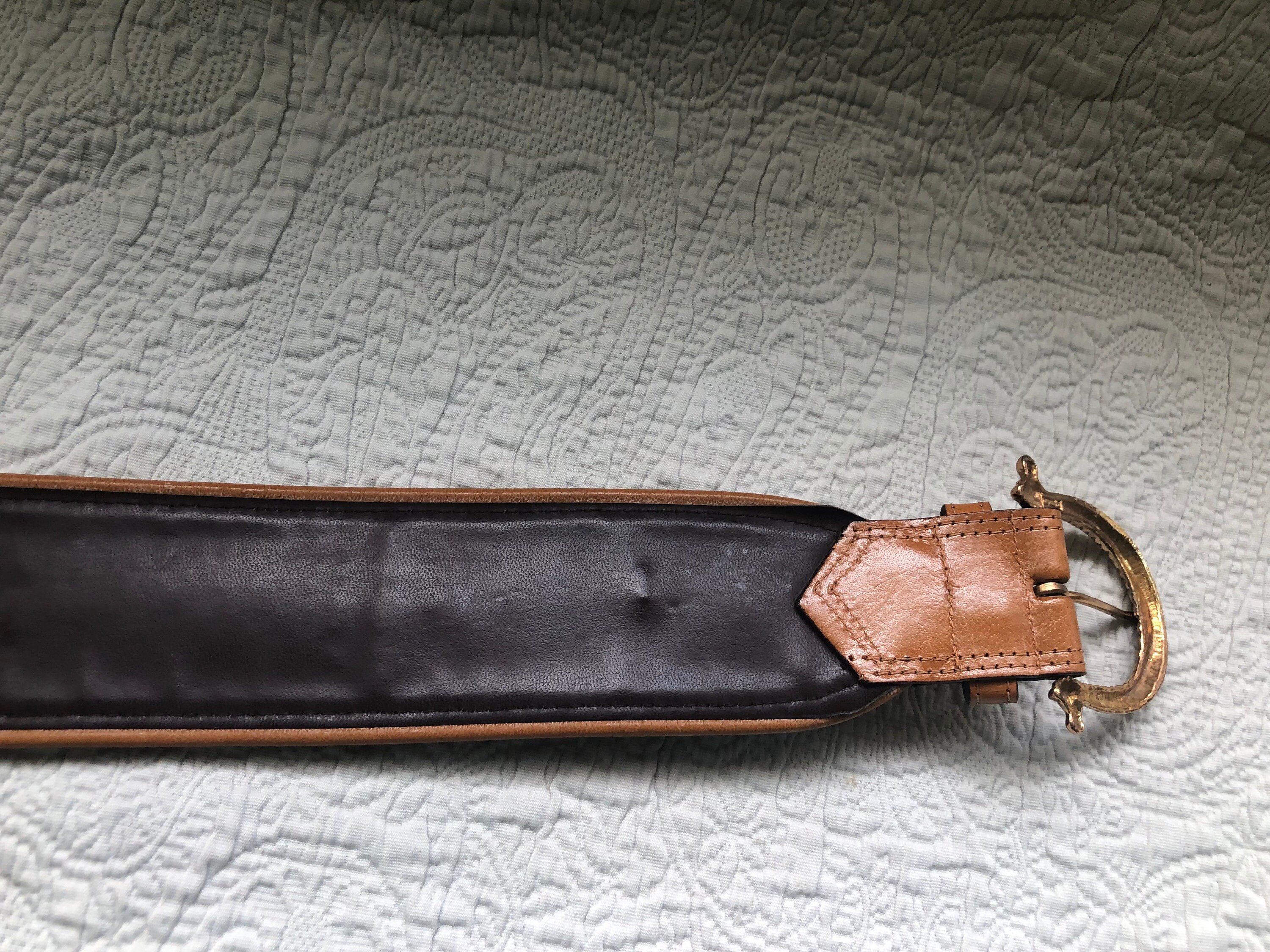 Vintage R J Graziano Black Leather Belt with White Stitching Italian Pebble Grain Belt | Men Belts | Roger Ximenez main image 4