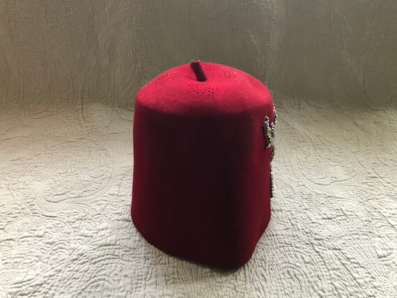 Vintage Shriners Burgundy Wool Fez "LuLu" With Au… - image 5