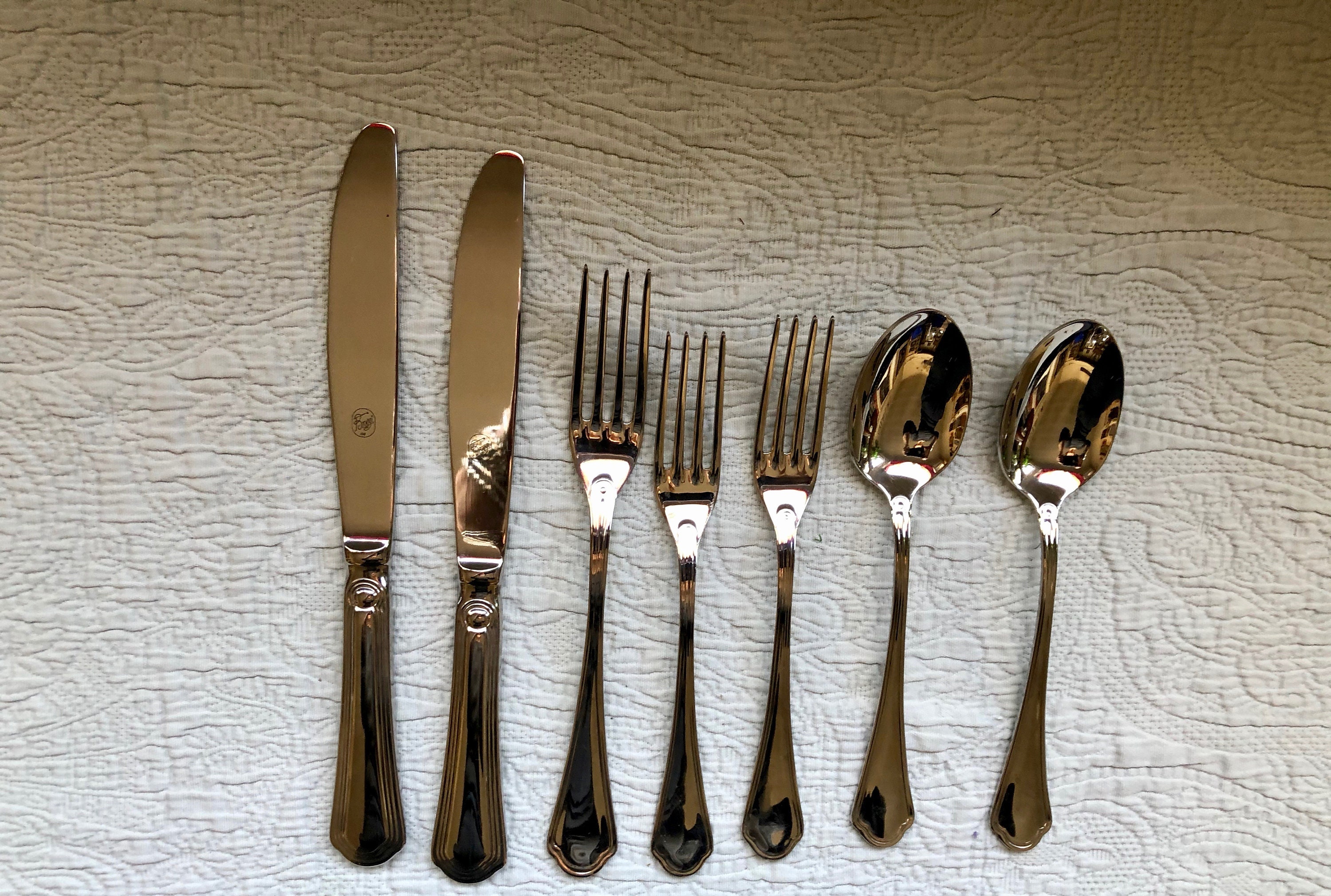 Partial 7 Piece Set of Italian BROGGI Medici Shiny Stainless Steel Flatware