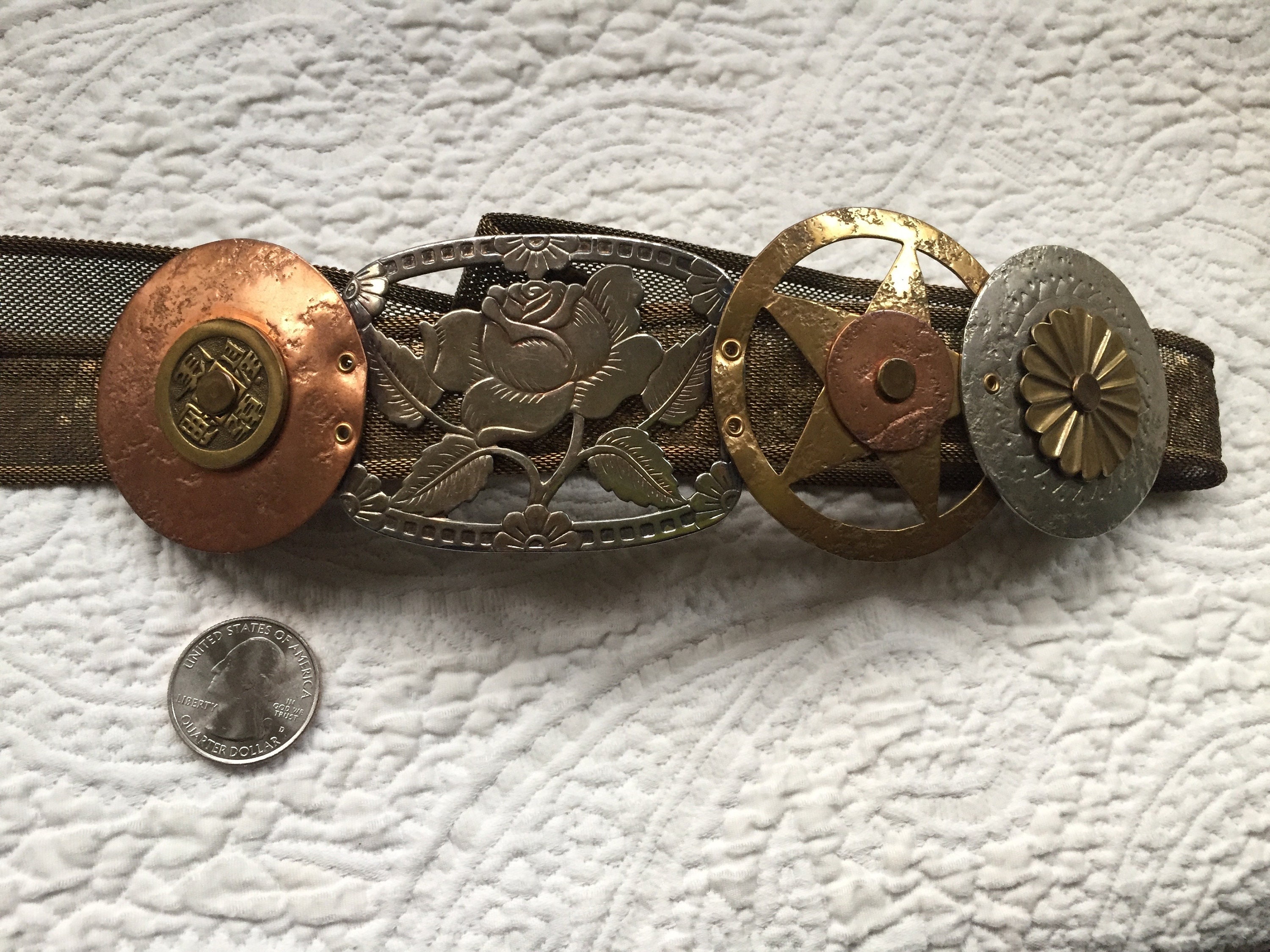 Mid Century Modern Mixed Metal and Mesh Marjorie Baer Belt 