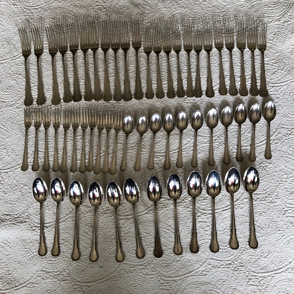 57 Piece Partial Set of  Vintage WMF Dorset Barock Silver Plated Flatware