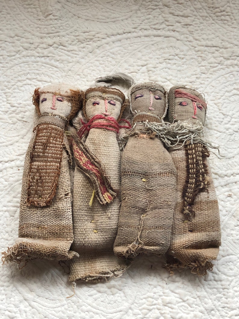 Antique Peruvian Handmade Group of 4 Attached Chancay Dolls - Etsy