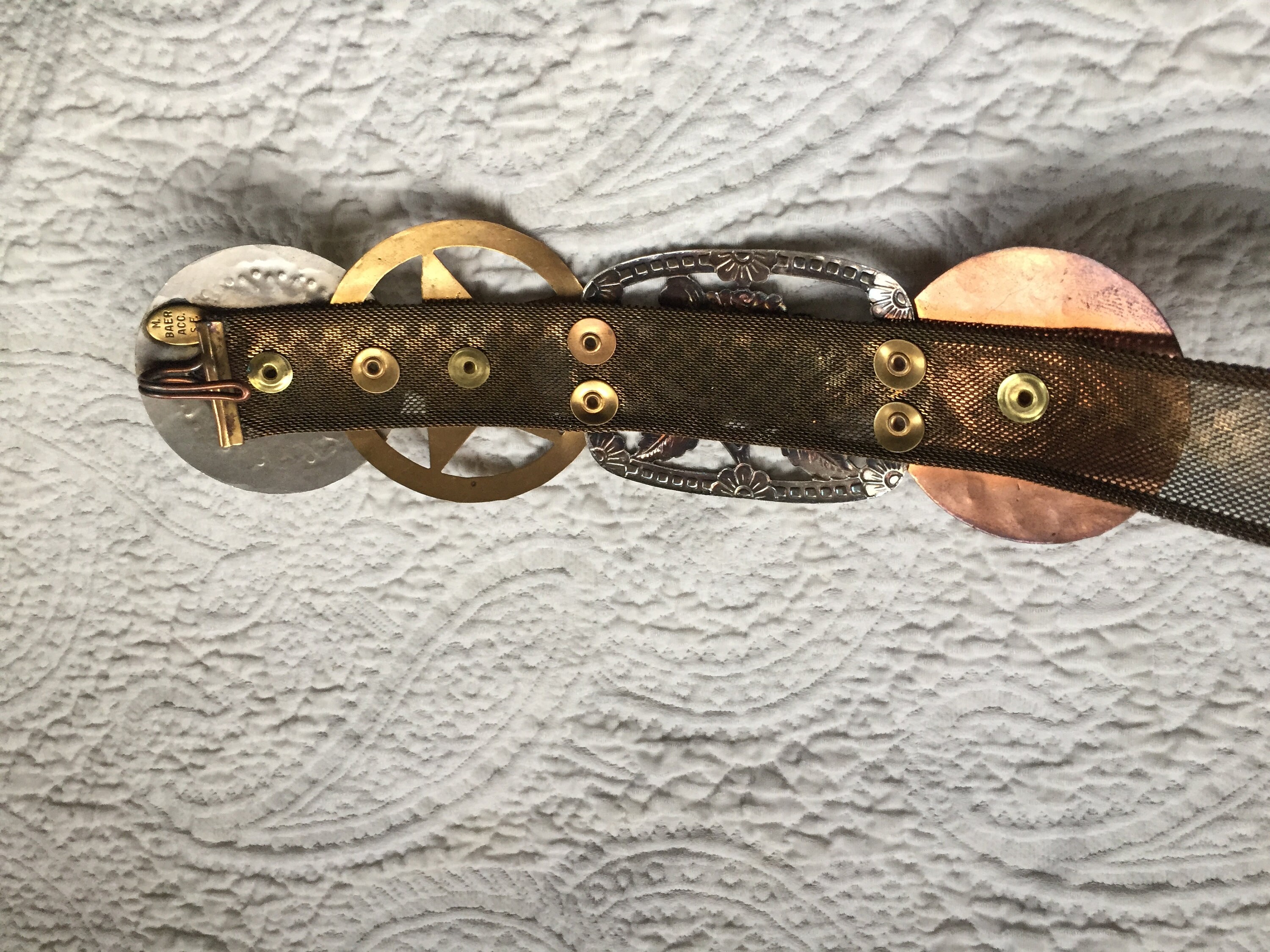 Mid Century Modern Mixed Metal and Mesh Marjorie Baer Belt  display picture 1