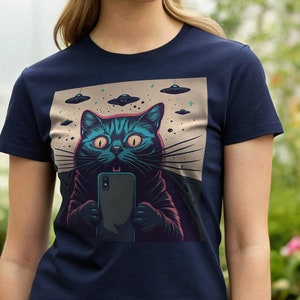 Funny Cat Selfie Shirt, Cat Selfie Picture, UFO Shirt, Weird Animal Shirt, Funny Animal Shirt, Aliens With Cat Selfie Shirt, Pet Lover Gift