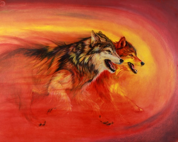 Spirit Wolves Native American Art Print
