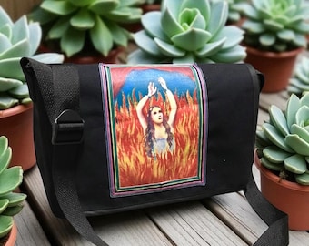Anima Sola Canvas Messenger Bag: Bleach Painted Vegan Courier Bag