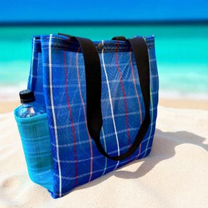 Blaue Streifen mexikanische Netztasche Markt Einkaufstasche, Strandtasche