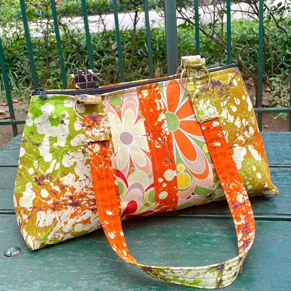 Pop Floral and African Waxcloth Patchwork Shoulder bag