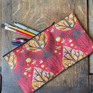 Estuche para lápices, estuche para cosméticos y bolsa de maquillaje Birds Bees de 10"
