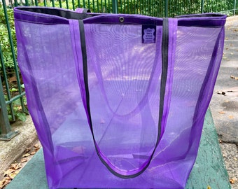 Love Shine Purple Mesh Market Tote bag