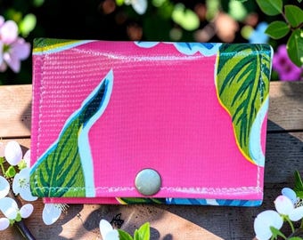 Pink Floral Oil Cloth Trifold Wallet
