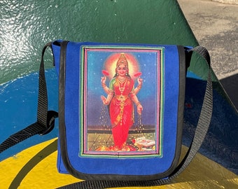 Lakshmi Goddess Canvas Day Bag,  Cross body Messenger Bag, Courier Bag
