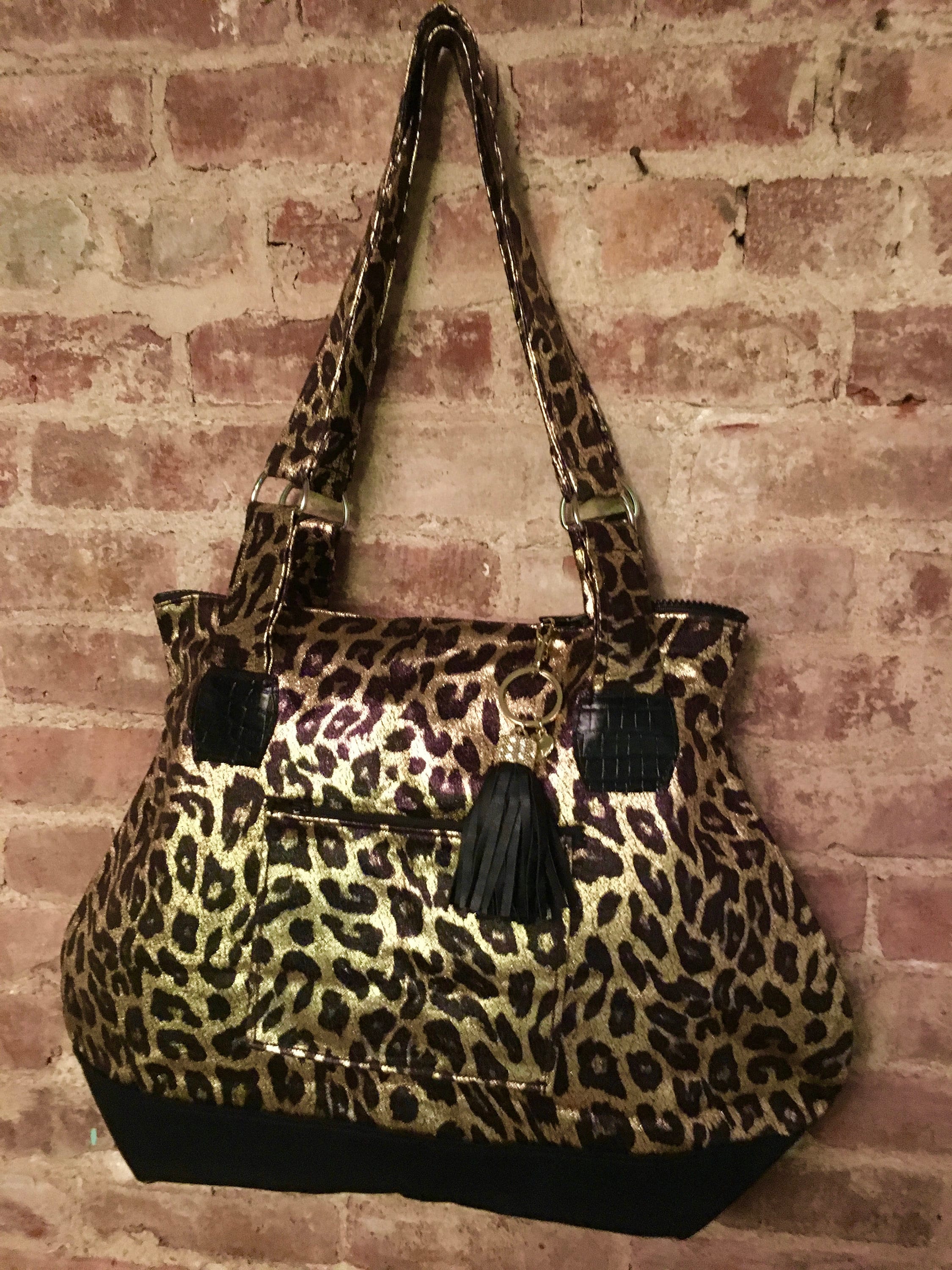 Large Metallic Gold and Black Leopard Print Hip Bag, Love Shine ...