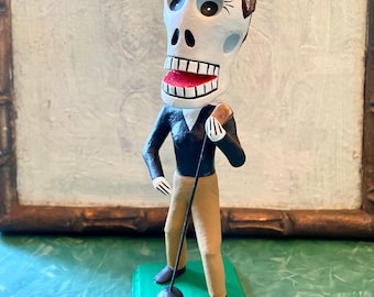 Ricky Martin Mexican Day of the Dead Singer Figurine, Mexican Dia de los Muertos Folk Art, Rock Star