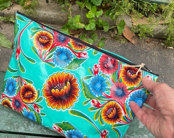 Handmade Mexican Oil Cloth - Cosmetic Bag –