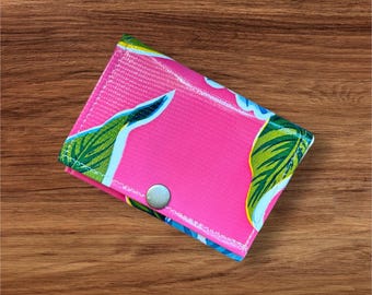 Pink Floral Oil Cloth Trifold Wallet