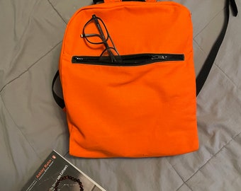 Orange Canvas Backpack, Knapsack