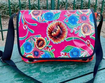 Oil cloth cross body bag hot sale