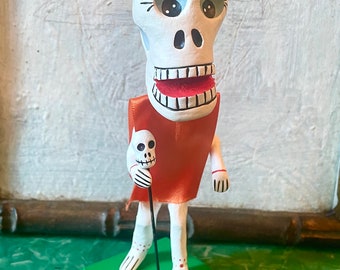Mexican Old Man Viejito  Dia de los Muertos Figurine, Mexican Ceramic Folk Art