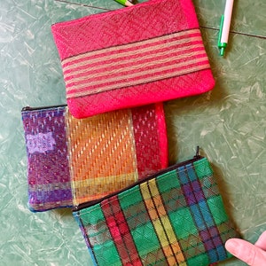 Love Shine Mesh Plaid 7” Zipper Pouch, Coin Bag, Cosmetic Case,