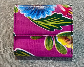 Purple Floral Love Shine Oil Cloth Trifold Wallet