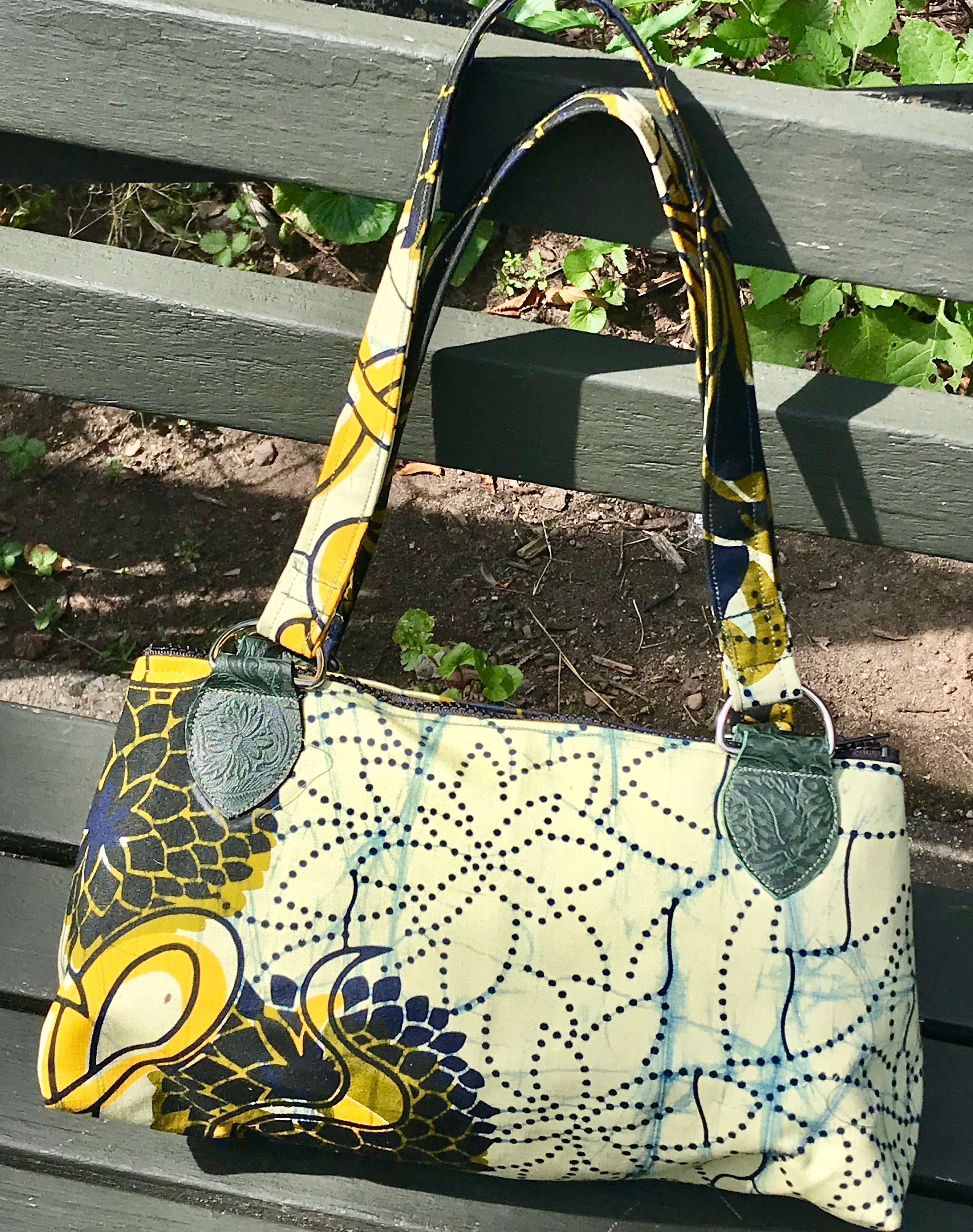 Floral African Print Dahlia Shoulder Bag, African Textile Handbag Purse