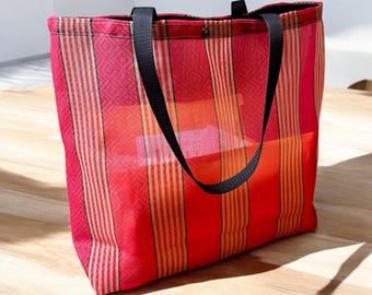 Large Mexican Mesh Red Gold Market Bag, Mercado Bag, Shoulder Tote Bag