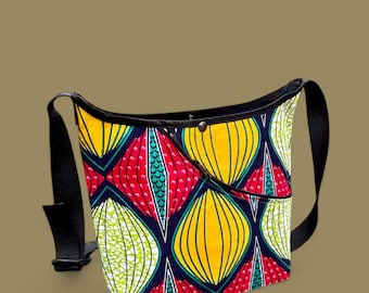 African Super Wax Cloth Crossbody Market Bag, Shoulder Tote Bag