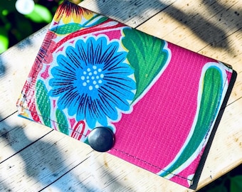 Love Shine Hot Pink floral Oil cloth Trifold Wallet, Billfold
