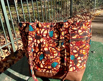 African Wax Cloth Gold Leaf Classic Tote Bag