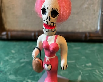 Mexican Day of the Dead Pregnant Woman Skeleton Ceramic Figurine, Dia de Los Muertos folk art