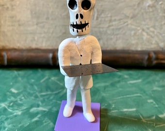 Doctor Day of the Dead Ceramic Figurine, Dia de los Muertos Folk Art