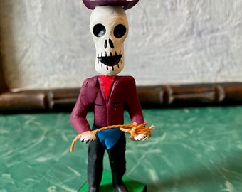 Cowboy Mexican Dia de los Muertos, Day of the Dead figurine