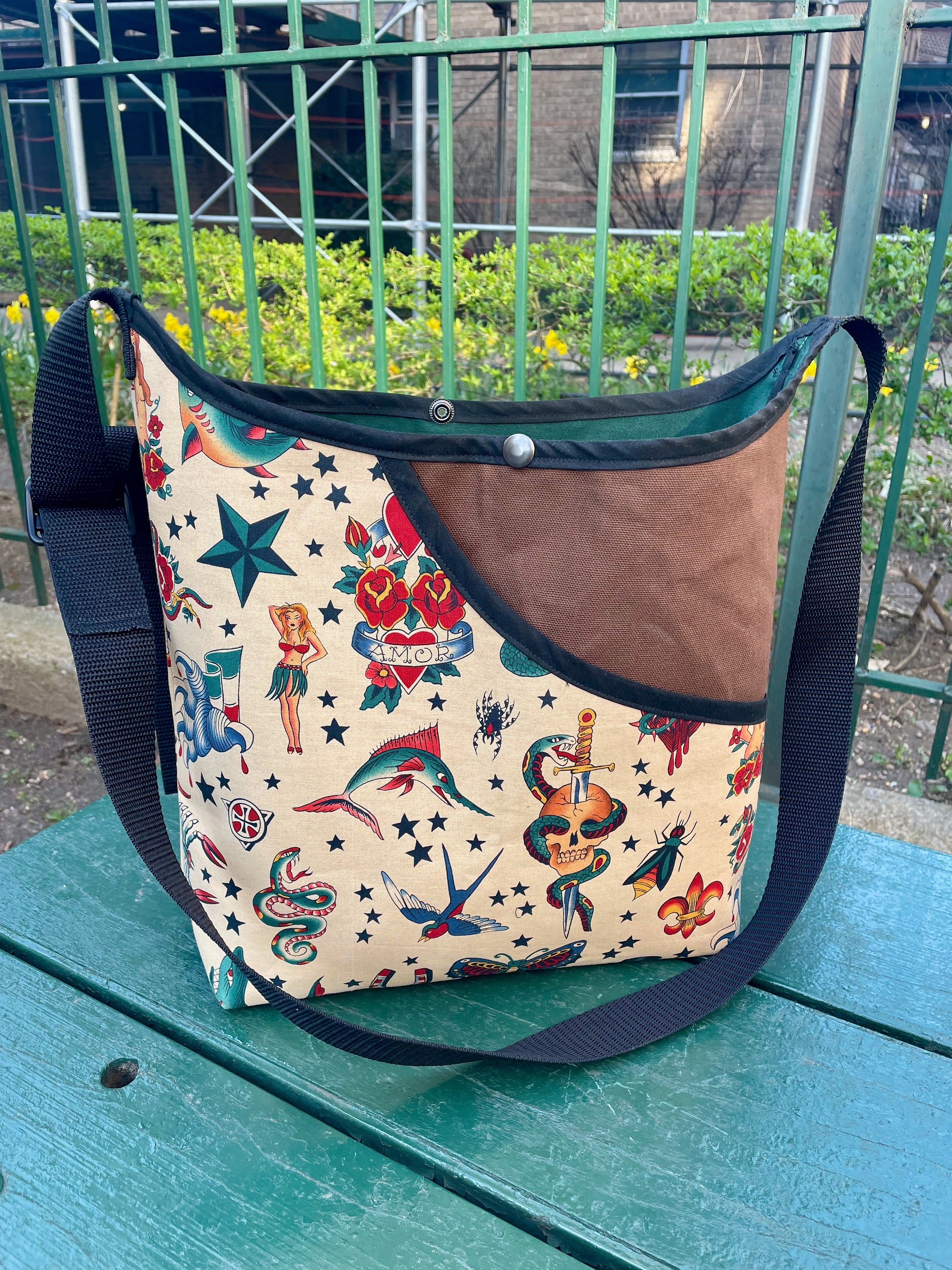 Sailor Jerry Tattoo Cotton and Canvas Market Bag, Crossbody Shoulder Bag,  Tote Bag, image size:2250x3000