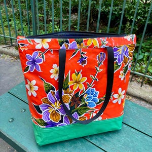 Mexikanische mexikanische Strandtasche aus Öltuch und Canvas mit Reißverschluss, große Schultertasche