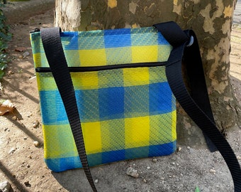 Love Shine Plaid Mexican Mesh Crossbody Saddle Bag, Messenger Bag